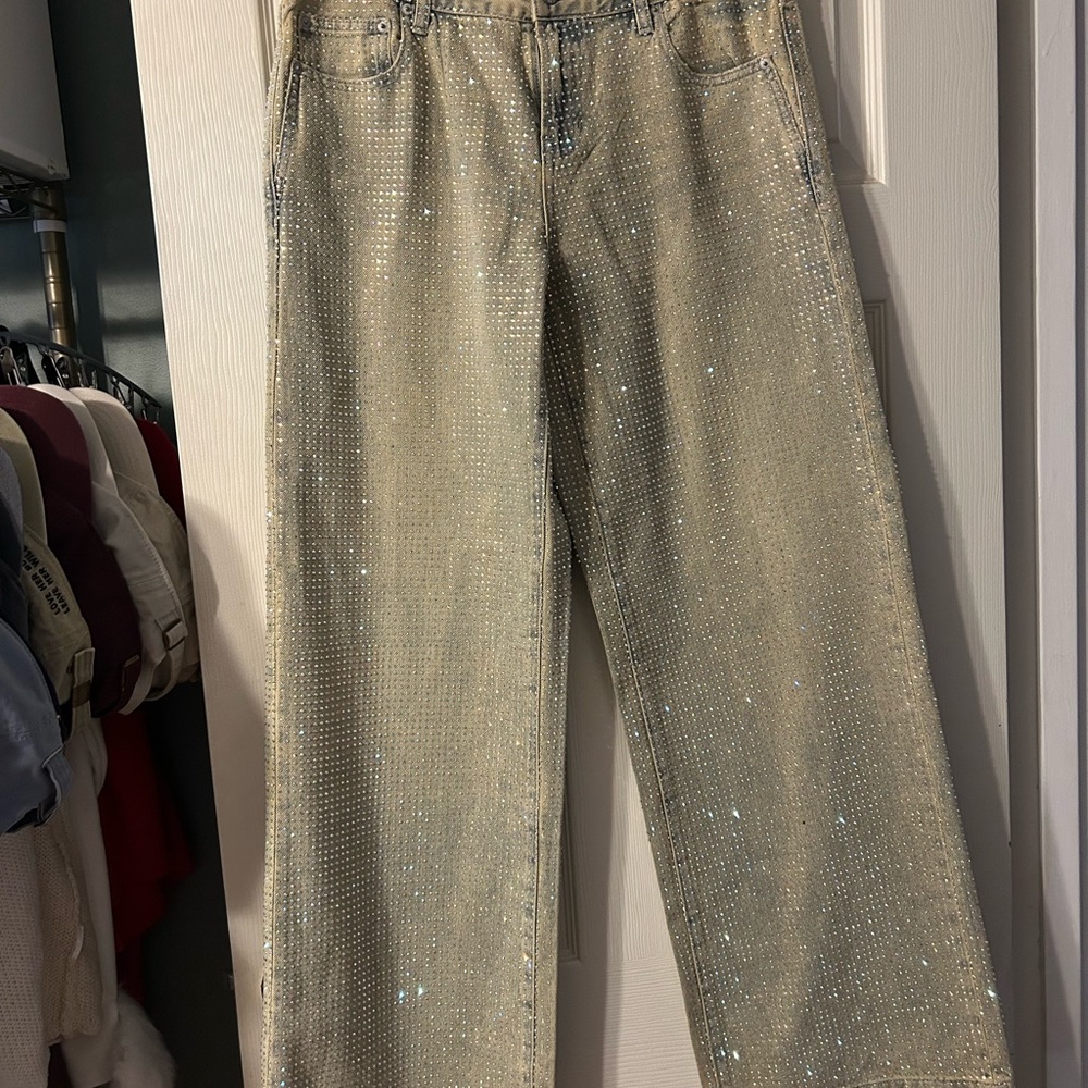 Never worn RARE DENIM Sparkling Studs Women's Jeans Low rise baggy 29 8